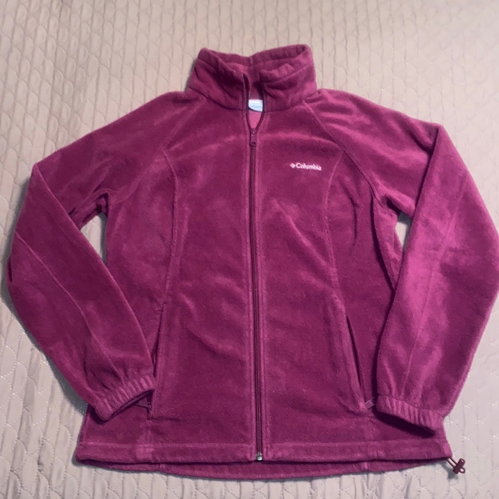 Columbia fleece zip up. Wine color.